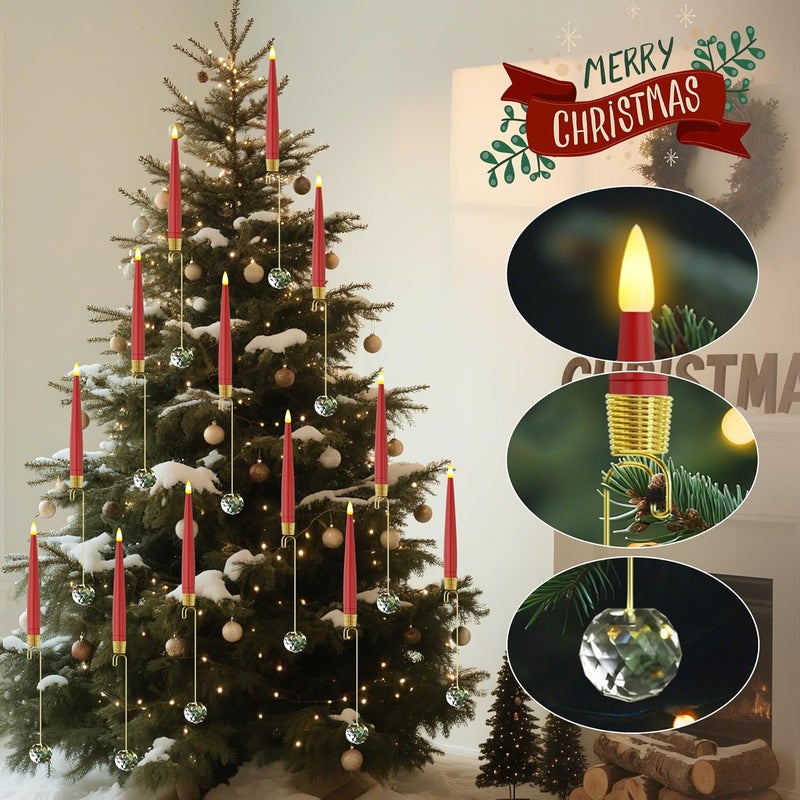 AFINETH Christmas Tree Candles with Remote, Red Battery Operated Christmas Candles, LED Candlesticks for Xmas Tree Decoration - Image 3